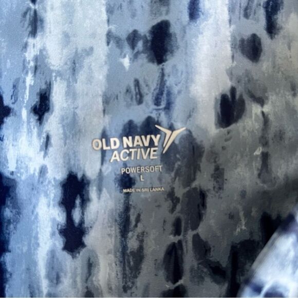Old Navy High Waist Powersoft Navy Tonal Tie Dye Blue Leggings Womens Size Large - Picture 5 of 10